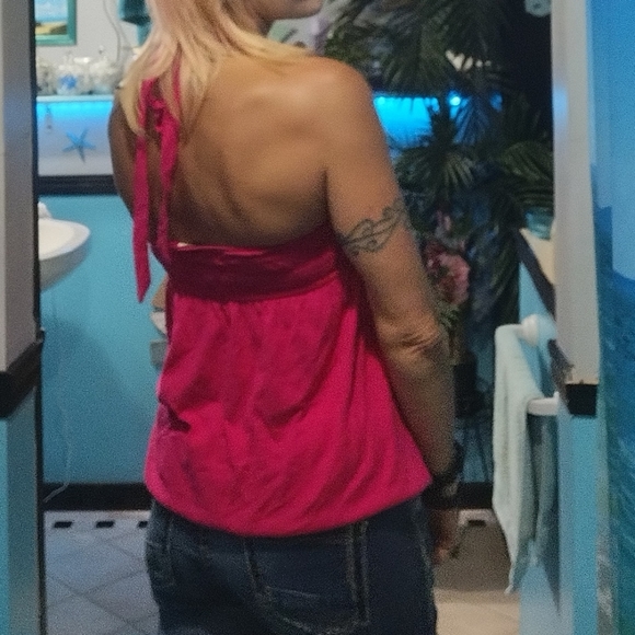 Decree bright pink studded halter top - Picture 3 of 14